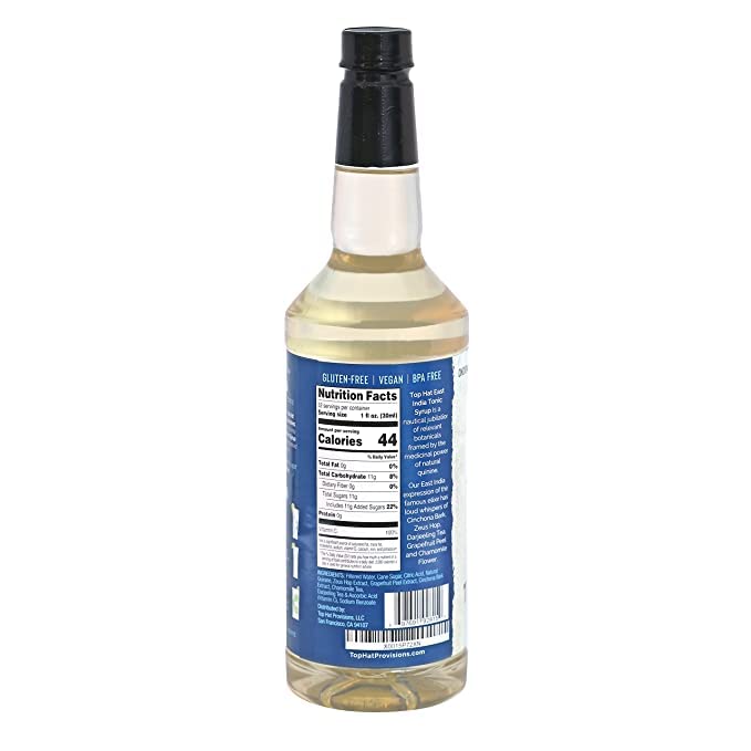 Top Hat East India Tonic Syrup - 5x Natural Quinine Tonic Water Drink Concentrate - Just Add Club Soda - 2 Pack of 32oz Bottles - Image 2